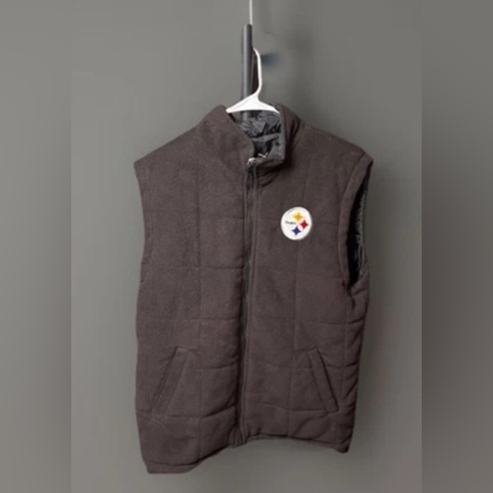 PUMA Pittsburgh Steelers Reversible Vest Men’s L Black Fleece Nylon NFL Jacket - Picture 6 of 6